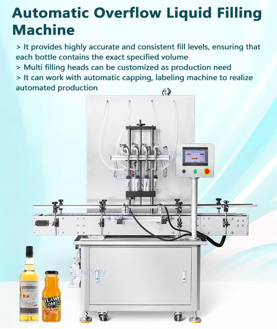 Liquid Overflow Filling Machine With Feeding Pump-ZONESUN TECHNOLOGY LIMITED