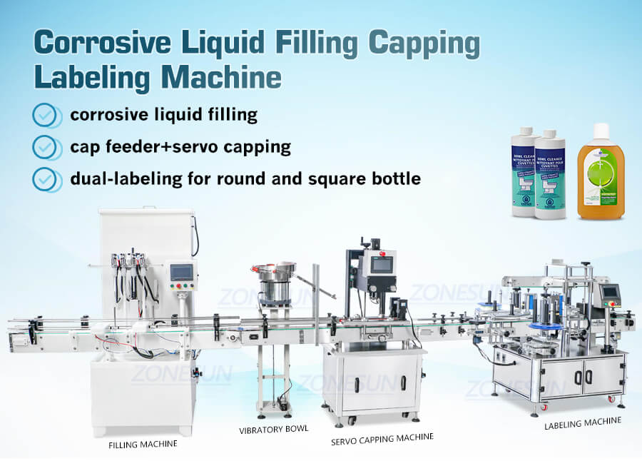 4 Heads Corrosive Liquid Filling Line-ZONESUN TECHNOLOGY LIMITED