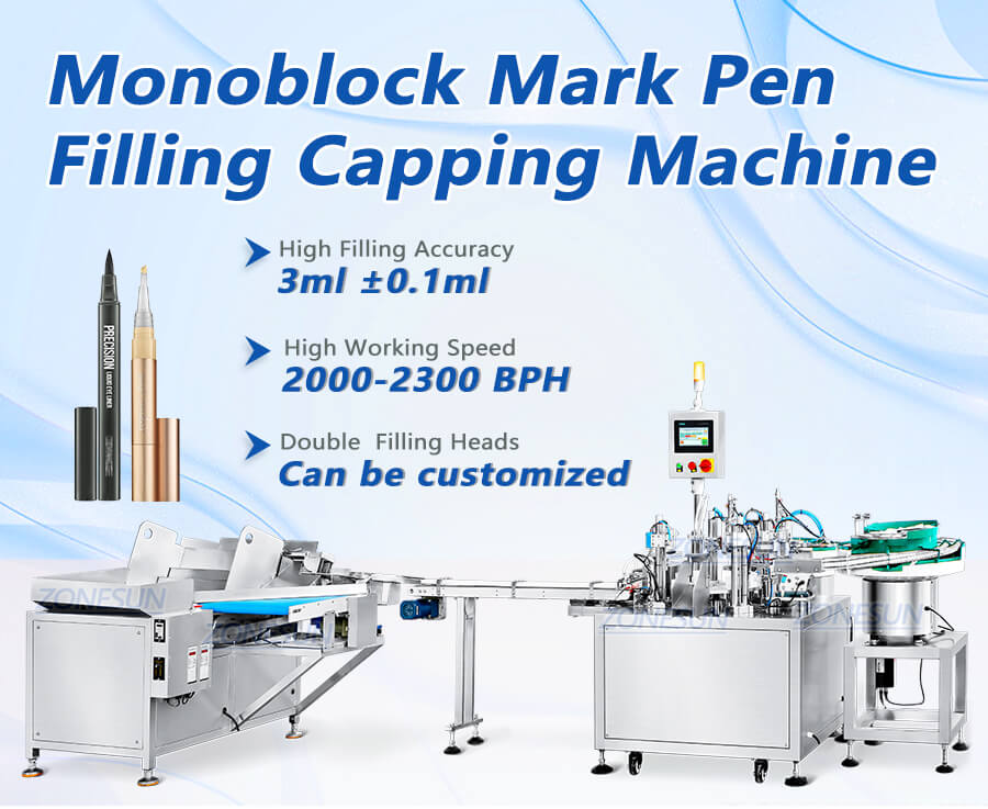 Monoblock Mark Pen Filling Capping Machine-ZONESUN TECHNOLOGY LIMITED