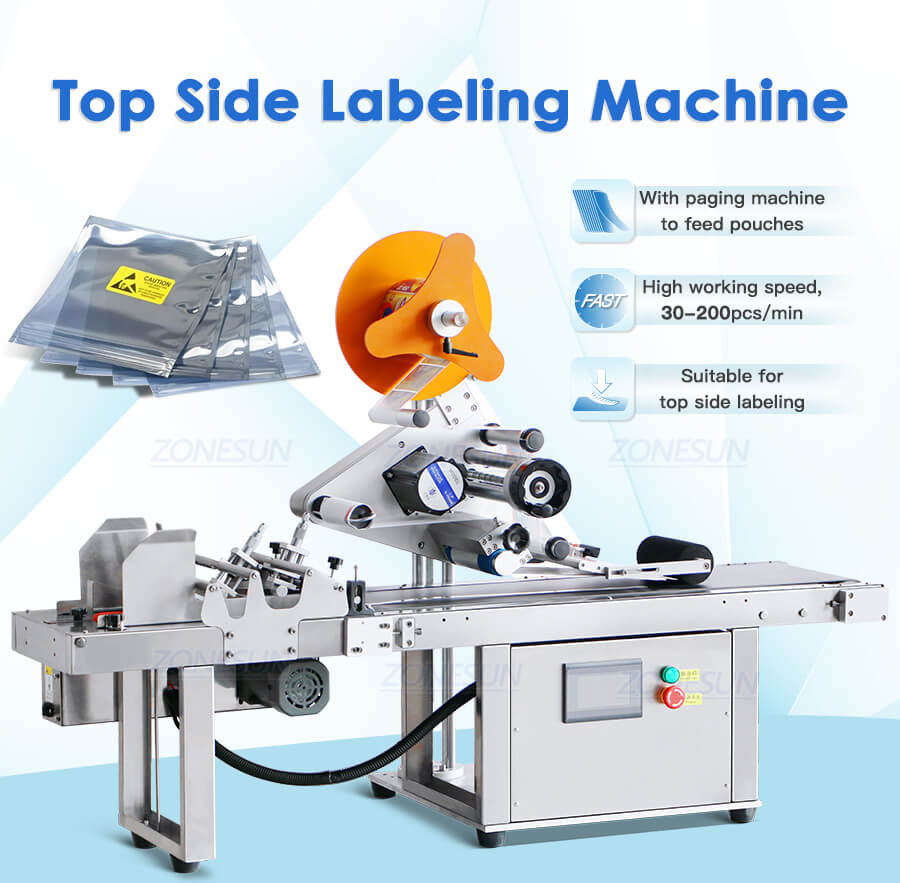 Tabletop Flat Box Card Bag Labeling Machine-ZONESUN TECHNOLOGY LIMITED
