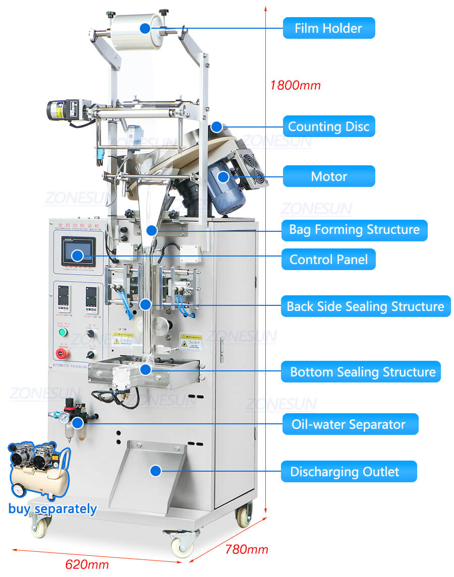 Granule Bag Vertical Form Filling Sealing Machine-ZONESUN TECHNOLOGY LIMITED