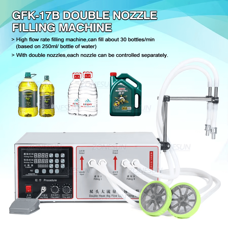 Double Head Large Flow Filling Machine-ZONESUN TECHNOLOGY LIMITED