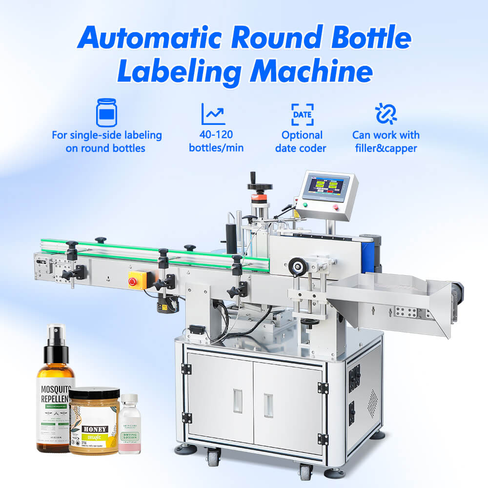 Vertical Single Side Round Bottle Labeling Machine