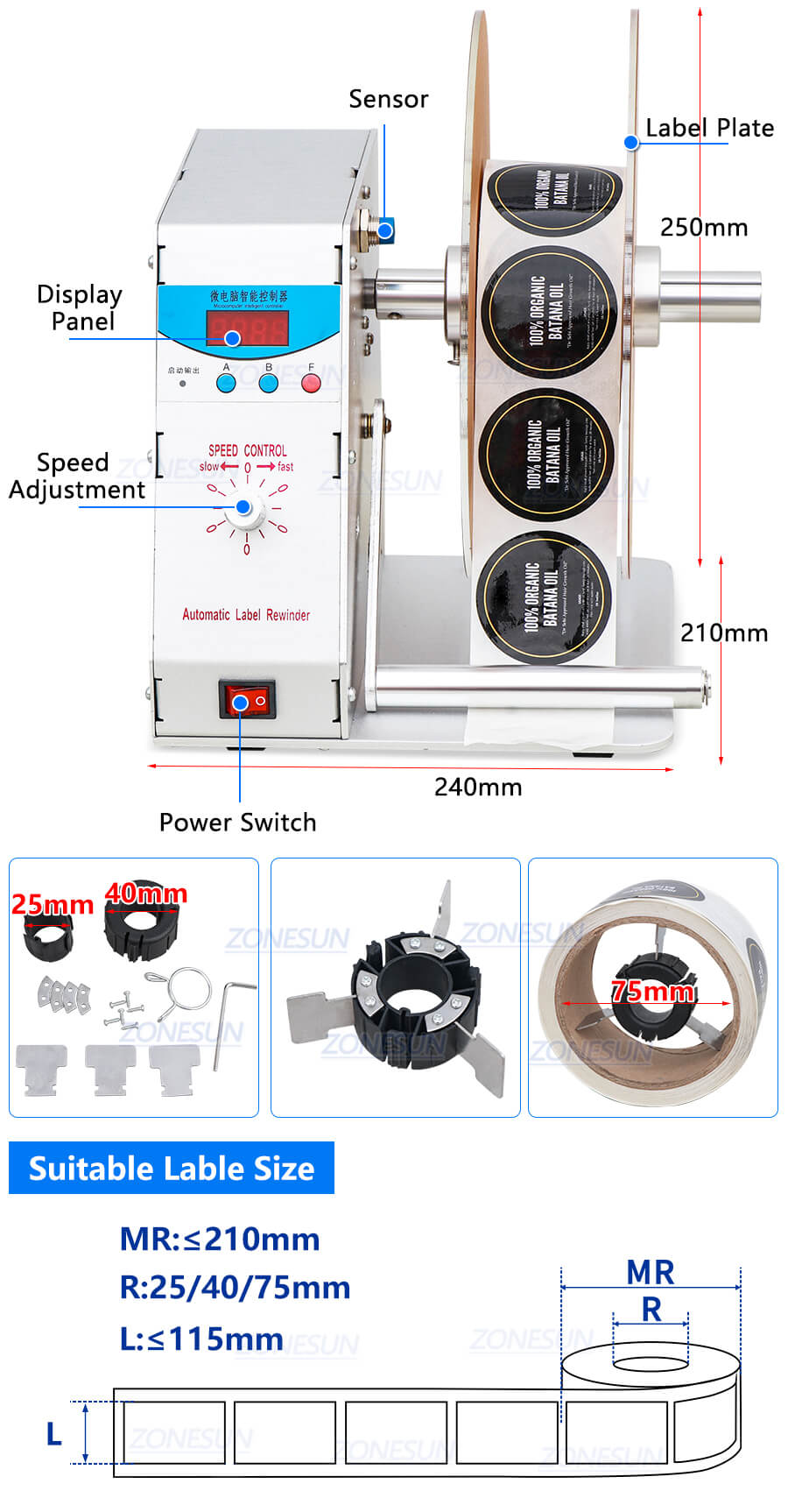 label rewind machine x3