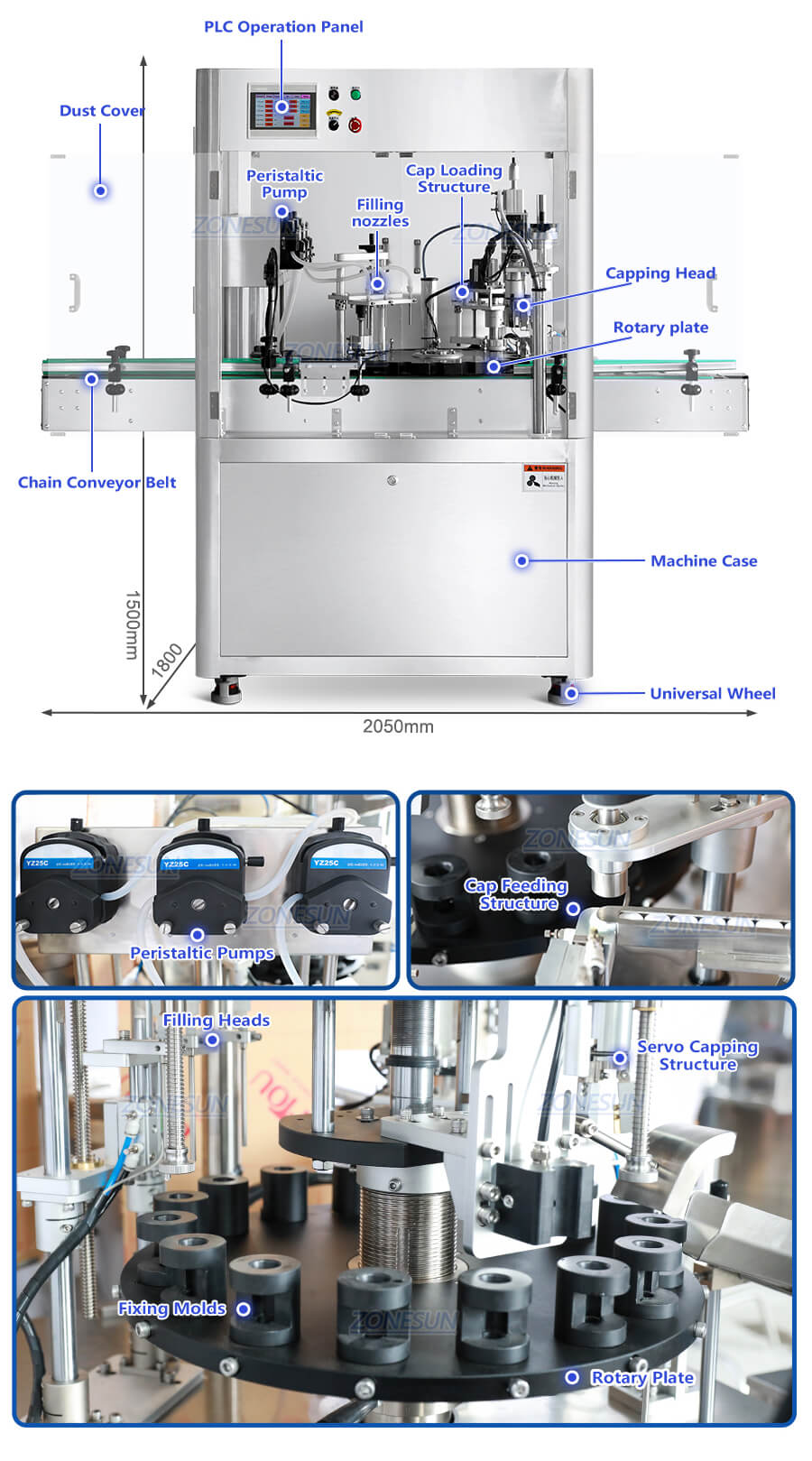 small bottle filling capping labeling machine x3