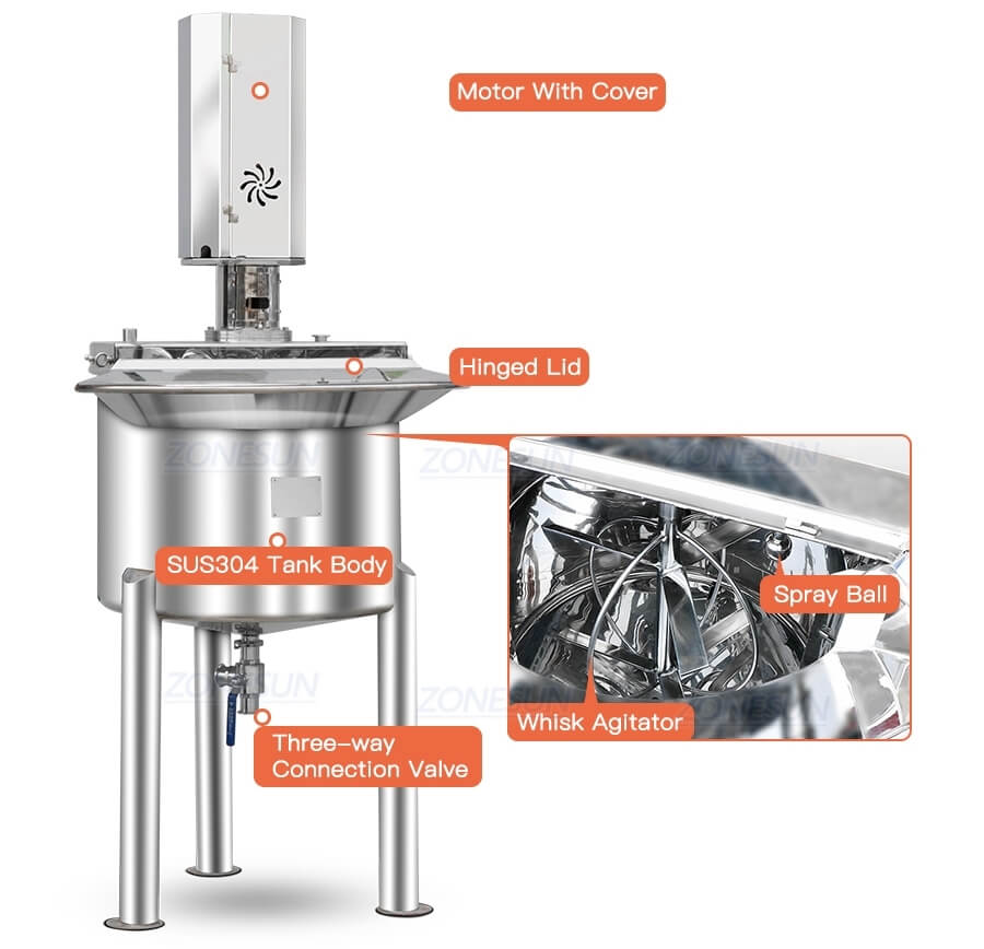 Mixing Tank With Whisk Type Agitator X3