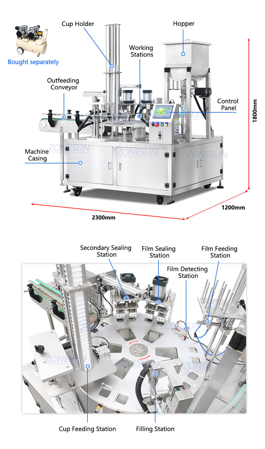 Машина для наполнения и запечатывания стаканчиков X3 Cup Filling Sealing Machine X3