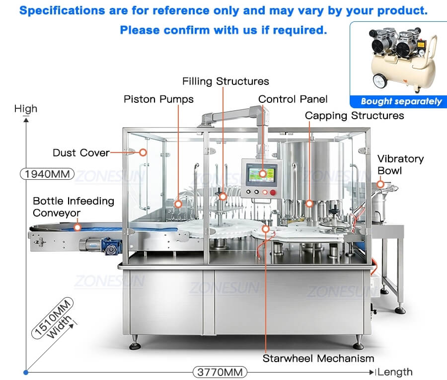 Máquina llenadora y taponadora de botellas X3 Bottle Filling Capping Machine X3